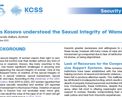 Has Kosovo understood the Sexual Integrity of Women?